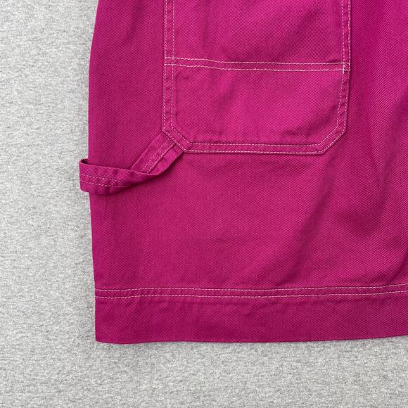 Old Navy Denim Utility Mini Skirt Womens 16 Magenta Pink 100% Cotton Pockets - Picture 8 of 10